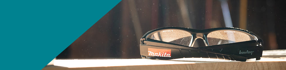 Makita protection glasses in workshop