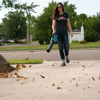 Women's Innovation Tee - shown while leaf blowing yard