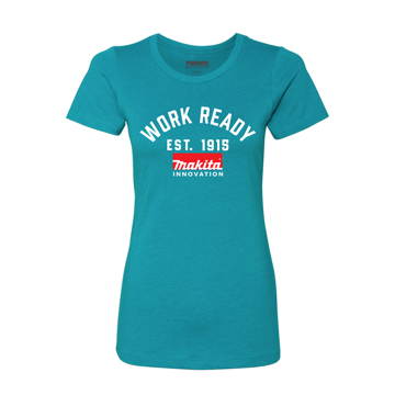 Ladies Teal Work Ready Tee product photo on white background