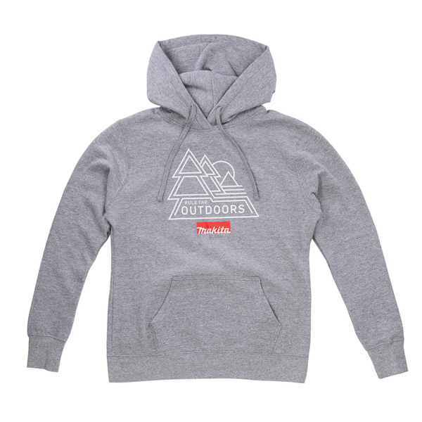Women's Rule the Outdoors grey hoodie with front pocket.