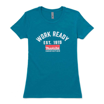 Ladies Teal Work Ready Tee Front product image on white background