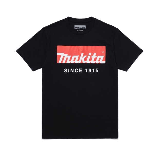 Image of the Black 1915 Tee with Makita logo on the front