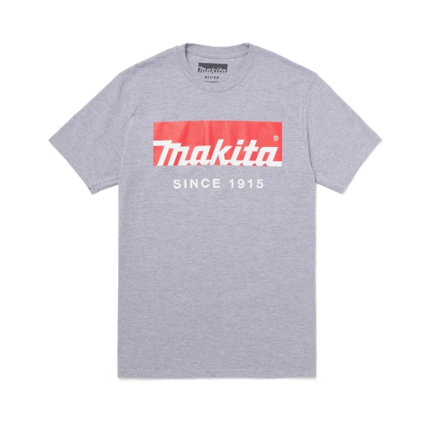 Image of the Grey 1915 Tee with Makita logo on the front