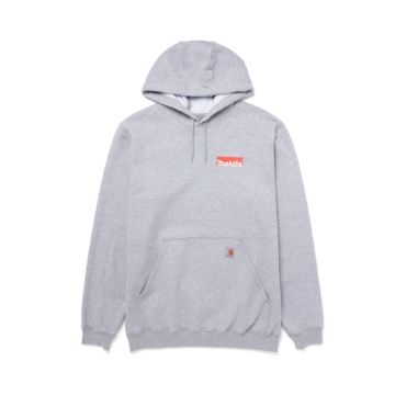 Image of the Makita Grey Carhartt Sweatshirt with Makita logo on the left chest and Carhartt on the pouch pocket