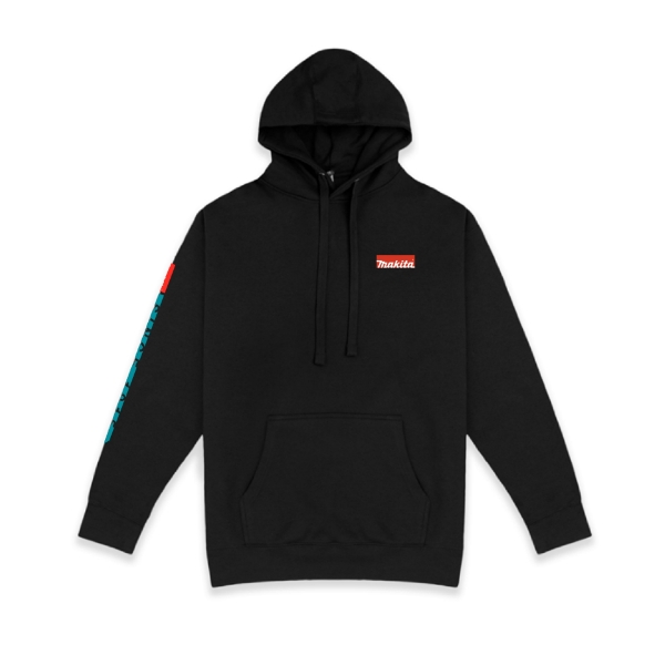 Front image of the Black Makita Innovation Hoodie with Makita logo on the left chest