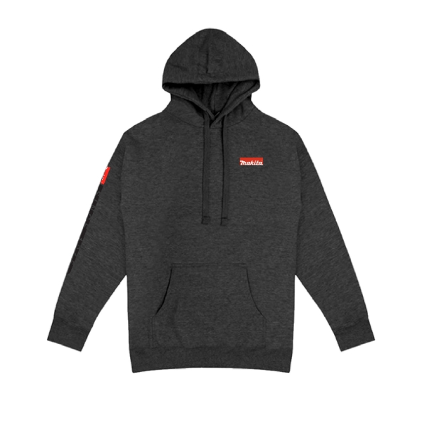 Front image of the Charcoal Makita Innovation Hoodie with Makita logo on the left chest